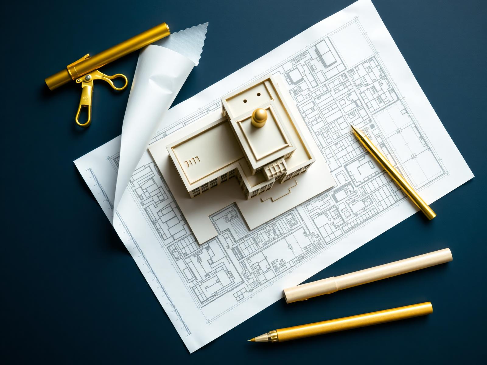 Architectural blueprint and model